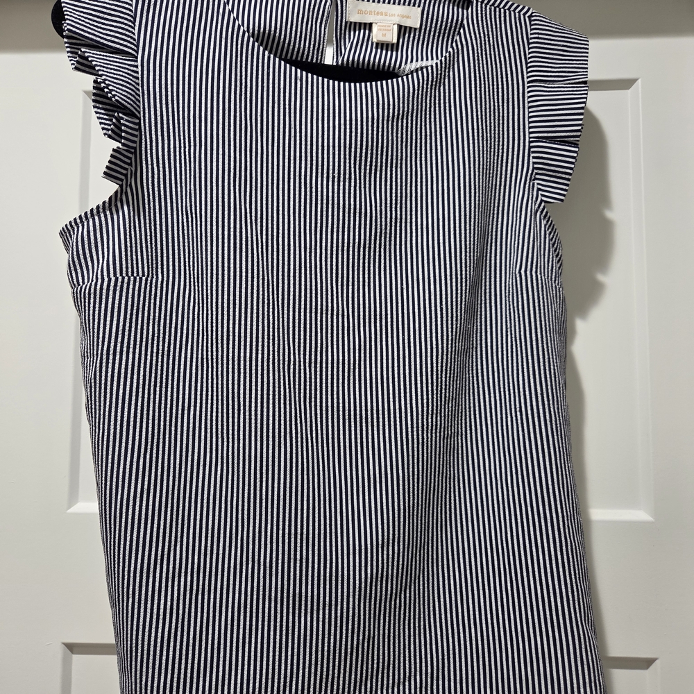 Monteau Black and White Striped Top